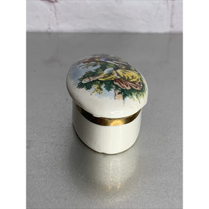 Vintage Mount Vernon VA Oval Trinket Dish w/Lid Courting Scene Ceramic