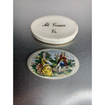 Vintage Mount Vernon VA Oval Trinket Dish w/Lid Courting Scene Ceramic
