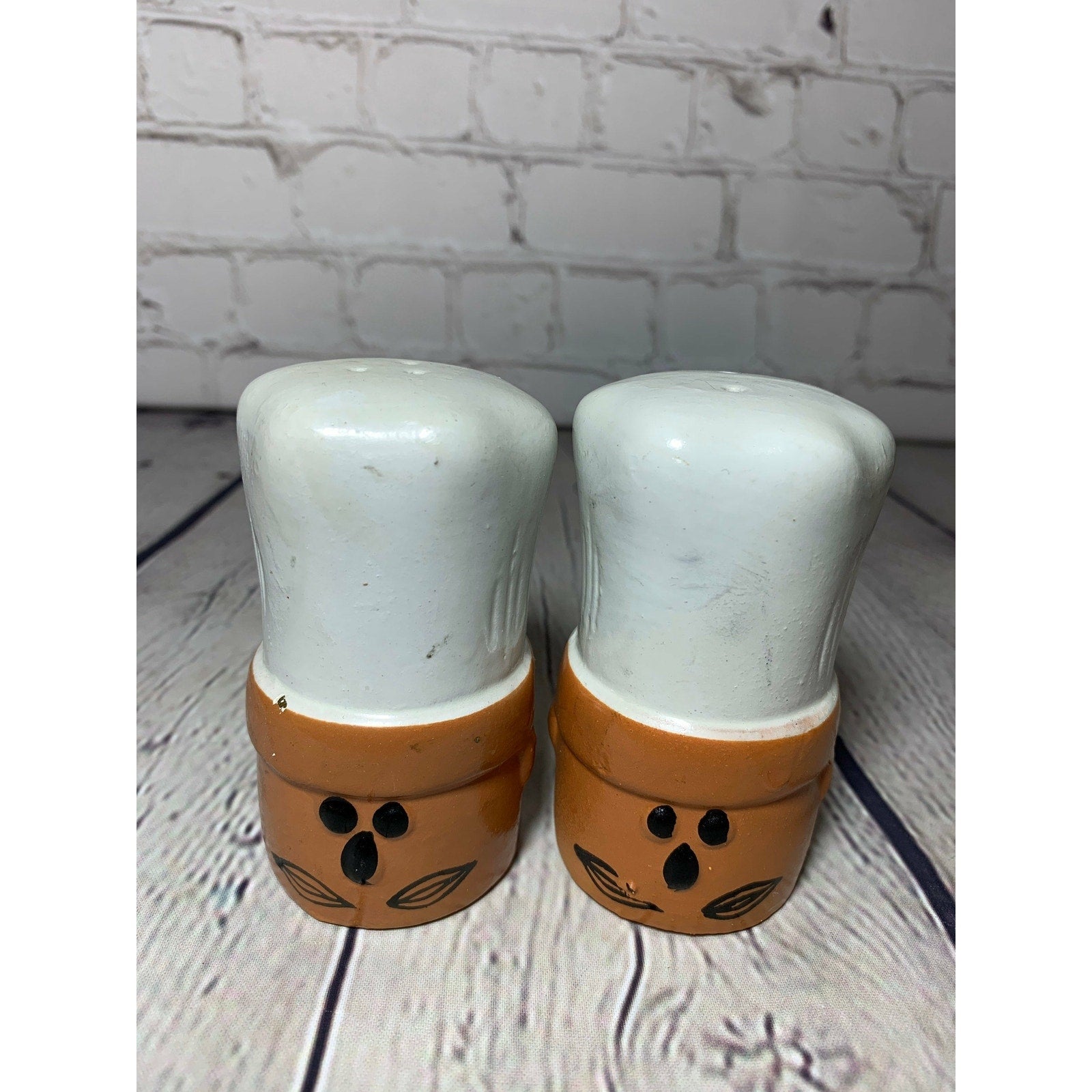 Vintage Ceramic Pottery Large Chef Hat/Head Salt & Pepper Shakers