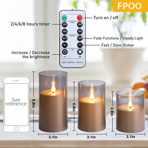 Flameless Pillar Candles Battery Operated Set of 8, LED Candles w/Remote 3 Sizes