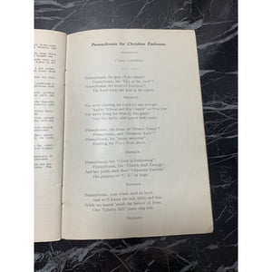 1912 Pennsylvania State Christian Endeavor Union Convent Booklet Wilkes-Barre PA