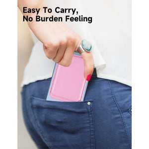 Magnetic Card Wallet Holder w/MagSafe for iPhone 15, 14, 13,Max/Plus/Pro-Pink