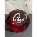 Ohio Ball Large Art Glass Ruby Red Diamond Shaped Paperweight 3 1/2” Round