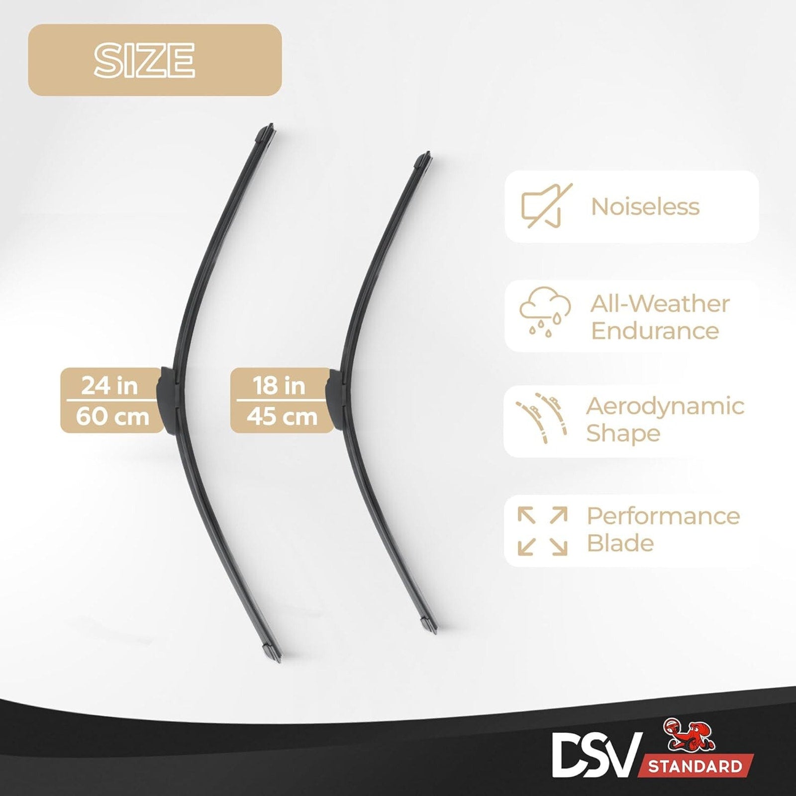 Windshield Wiper Blades, OEM Quality 24” & 18” DSV Standard U-Flat Wiper Blades