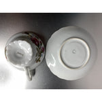 Vintage English rose teacup and saucer made in Japan, porcelain china with gold trim, floral pattern