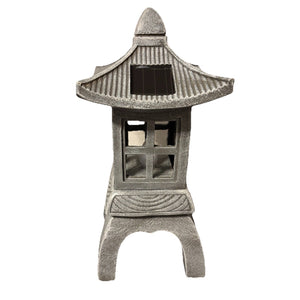 Japanese Style Solar Garden Stone Pagoda Lantern Resin Statue Zen Ornament