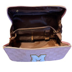 Personalized Initial M Makeup Cosmetic Bag, Large, Opens Flat Waterproof Pink