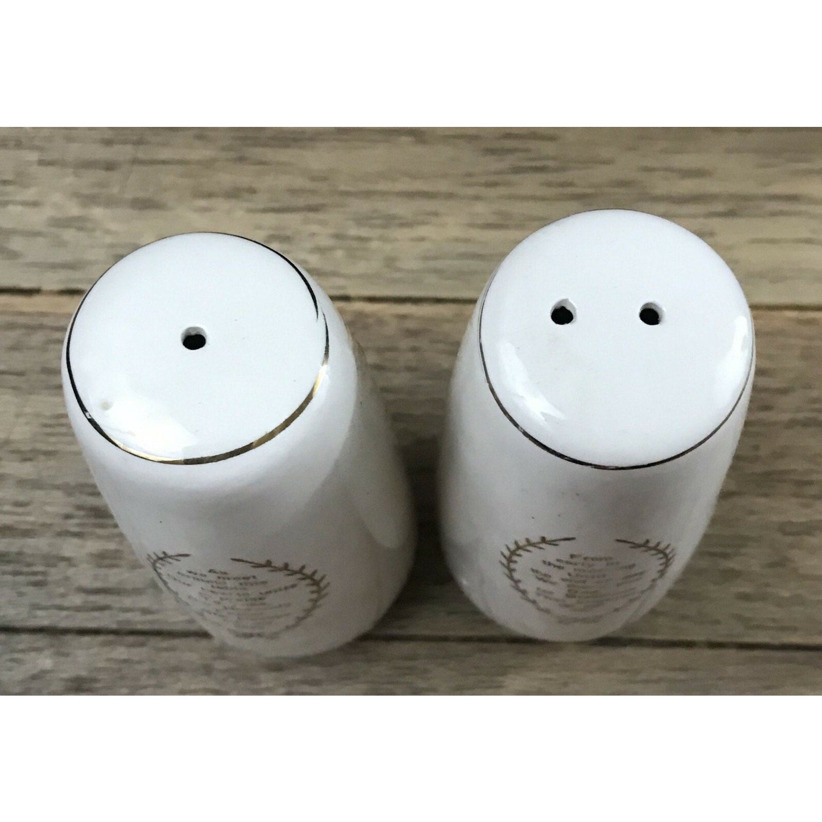 Vintage Mid-Century Ceramic Raised Rose Meal Prayers Salt & Pepper Shakers