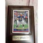 Tedy Bruschi Patriots Football Sports Card on 4x6 Plaque