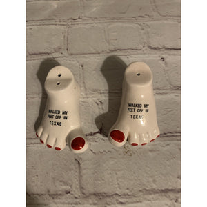 Vintage Walked My Feet Off In Texas Salt & Pepper Shakers Japan