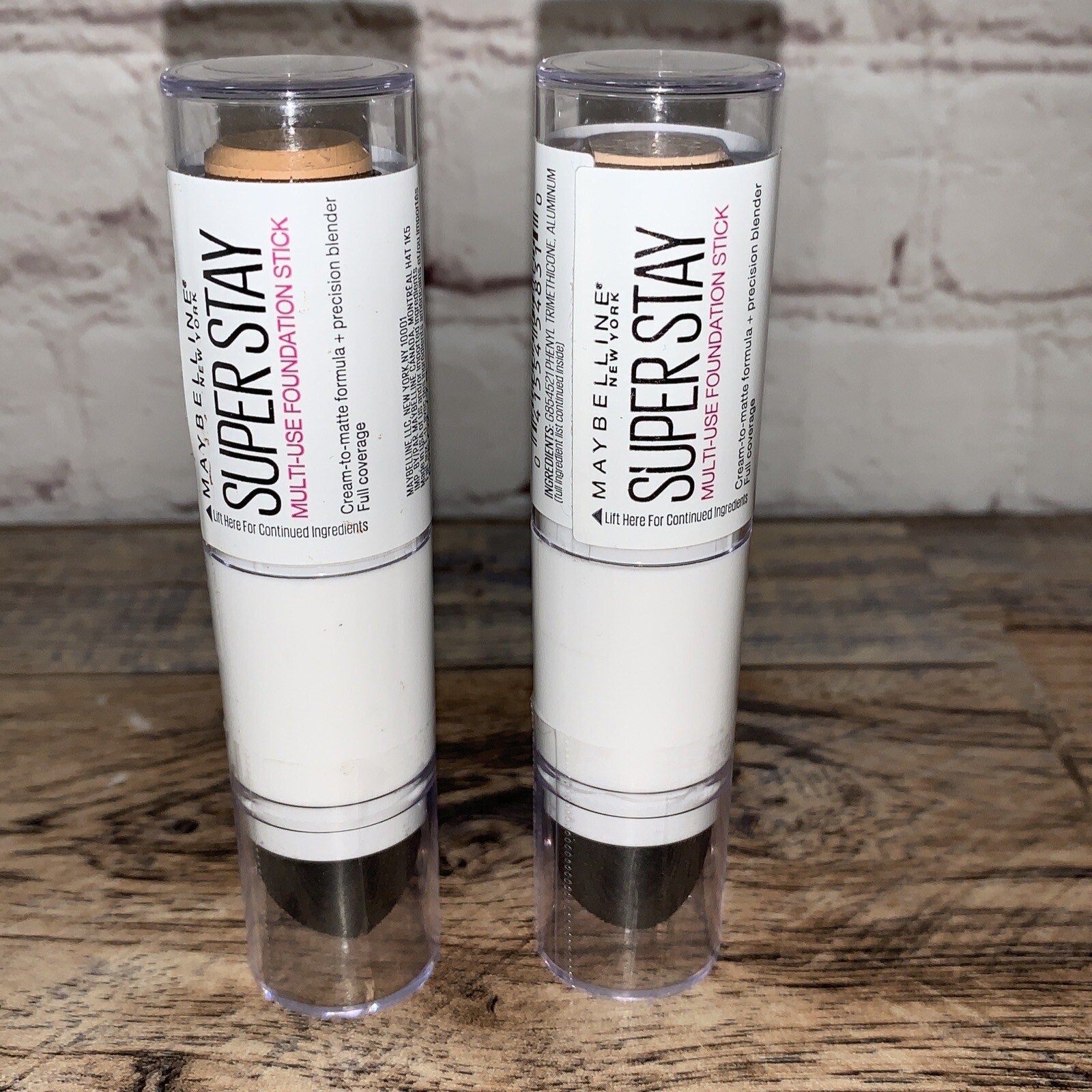 2 Combo Maybelline Superstay Foundation Sticks #102 Fair Porcelain #312 Golden