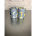 Vintage Salt & Pepper Shakers Hong Kong Blue w/Colonial Scenes