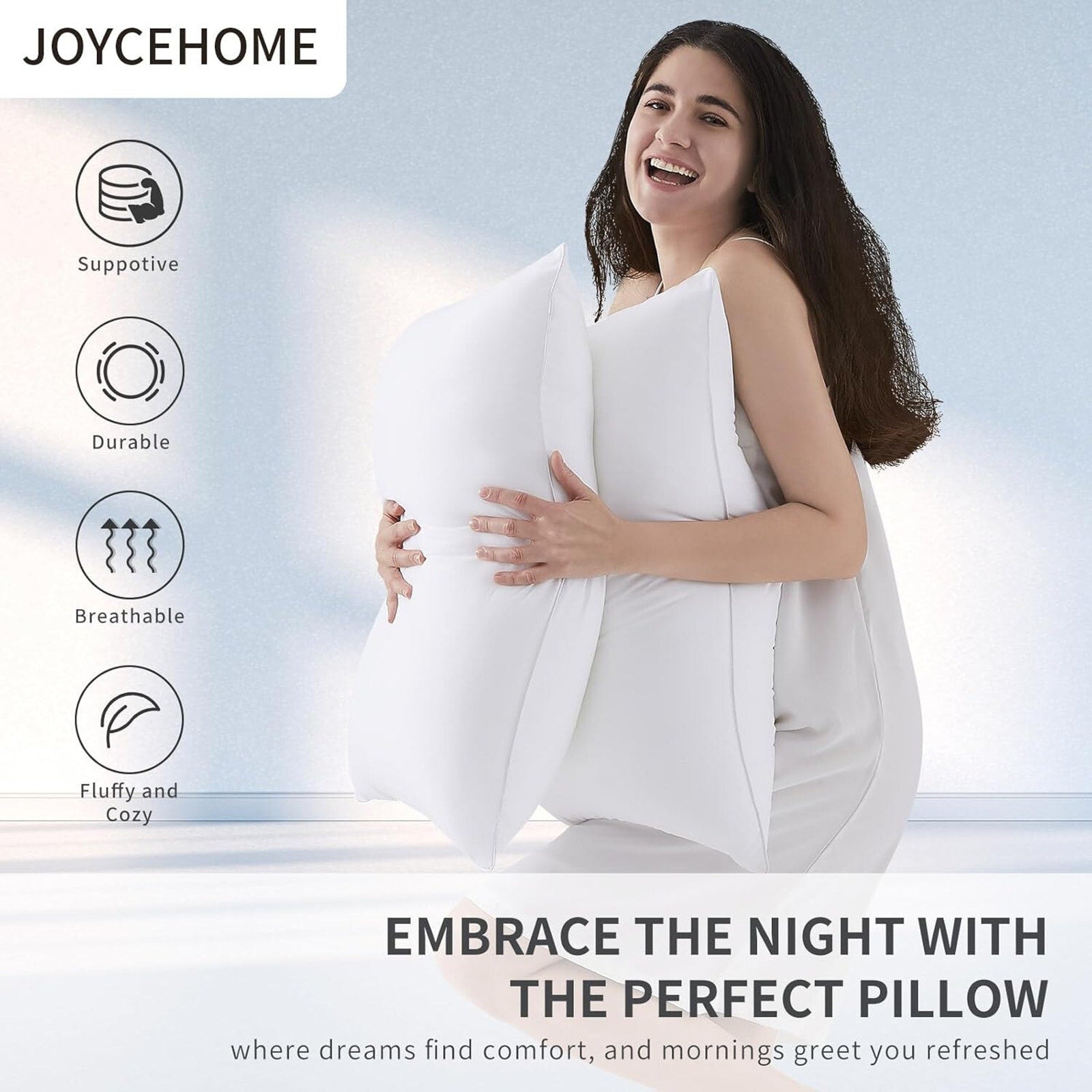 Pillows 2 Pack Premium Down Alternative Hotel Pillows, Standard Size White