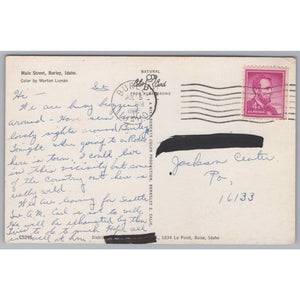 Main Street, Burley, Idaho, Vintage Post Card.