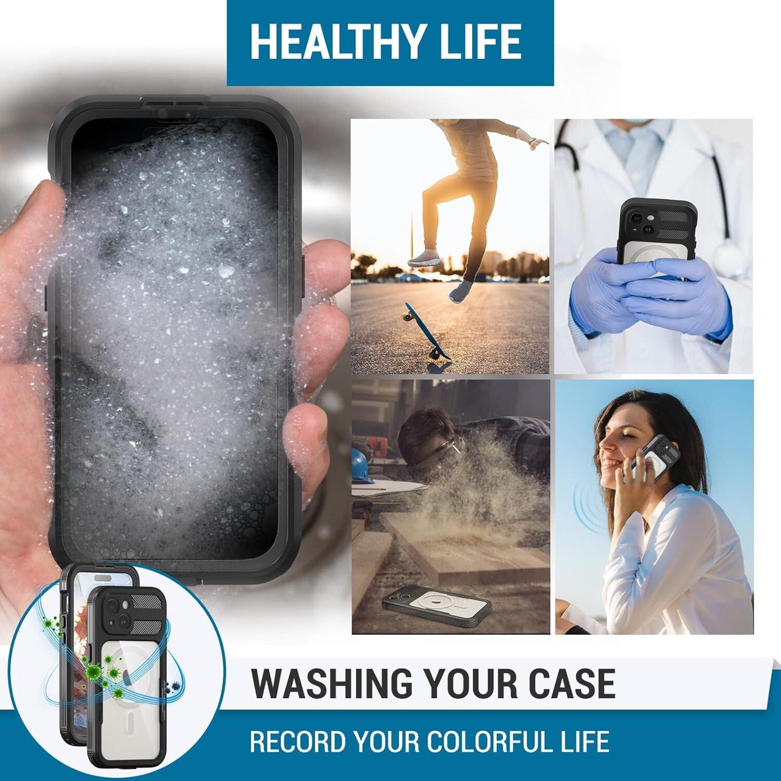 iPhone 15 Case, IP68 Full-Body Rugged Waterproof Shockproof Protective,6H Screen