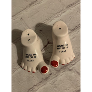 Vintage Walked My Feet Off In Texas Salt & Pepper Shakers Japan