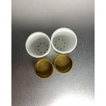 Vintage Retro Column Pillar Salt & Pepper Shakers White Gold Plastic