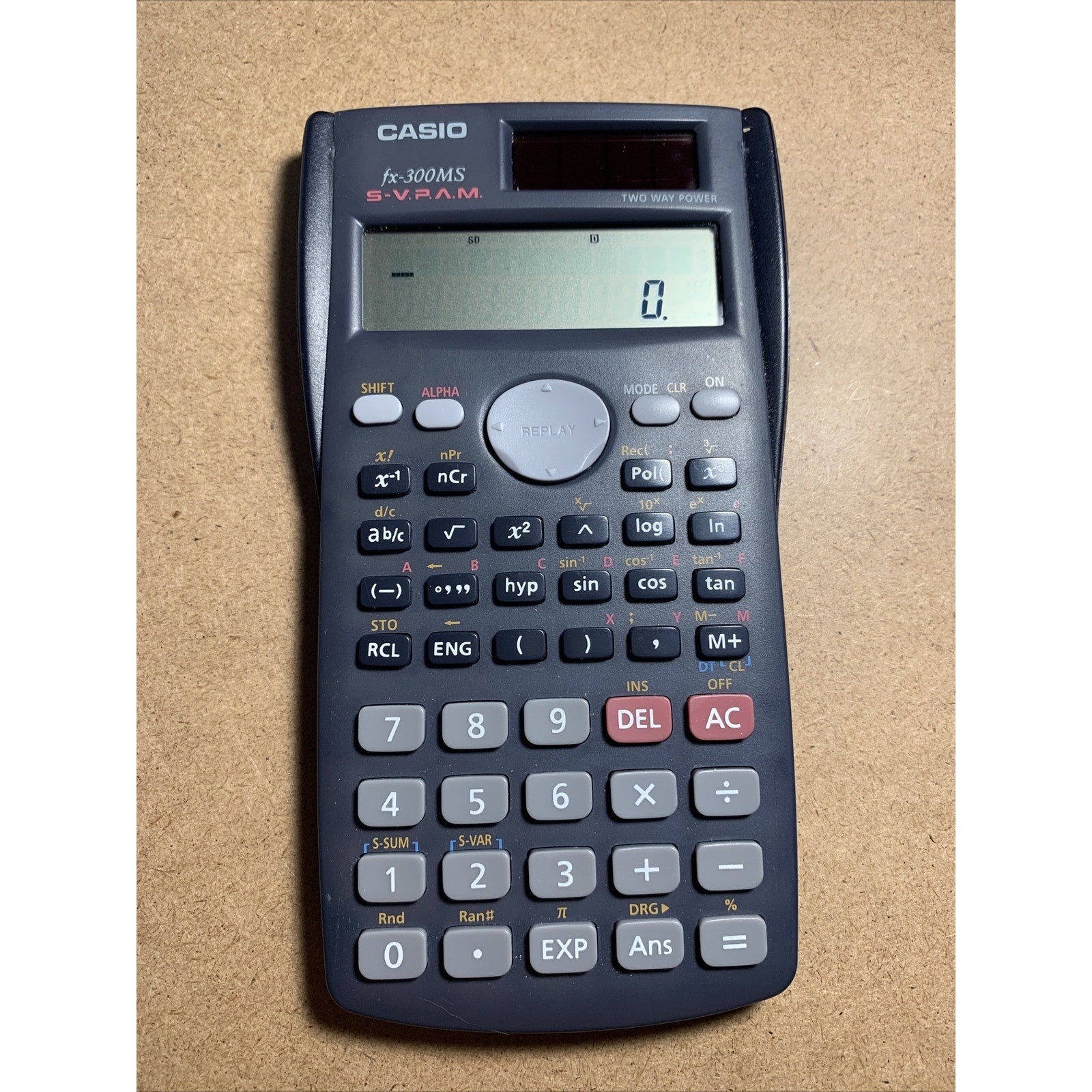 Casio Fx-300MS Solar Scientific Calculator S-V.P.A.M. with Cover - Tested