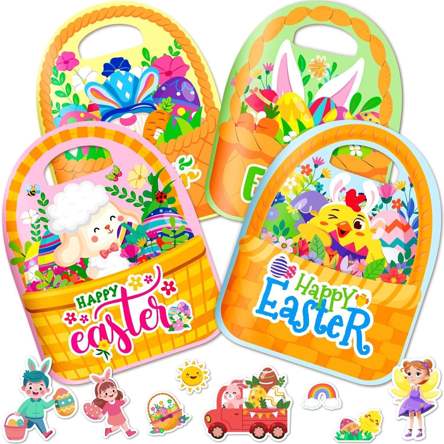 4 Pack Activity Easter Reusable Sticker Books for Kids 2-4, Basket Stuffers
