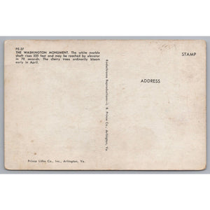 The Washington Monument, Washington DC, Vintage Post Card.