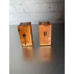 Vintage MCM Rectangular Wood Salt & Pepper Shakers Rustic