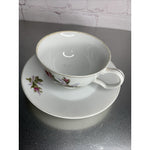 Vintage Japanese porcelain teacup and saucer set with English rose floral pattern and gold trim”