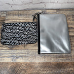 Kendall + Kylie Envelope Clutch Cosmetic Zip Pouch Gift Pack Silver Black Sequin