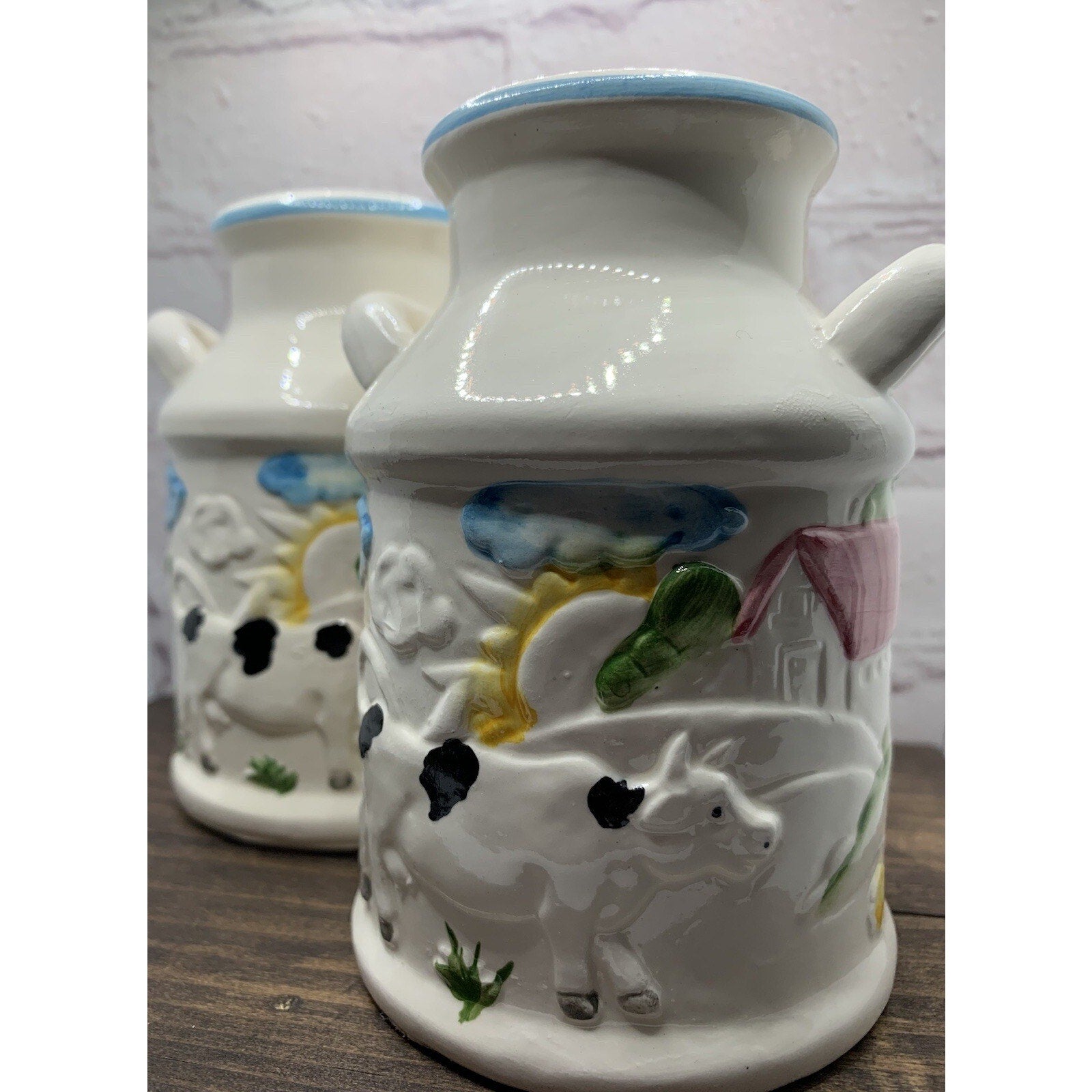 1982 Large Vintage Ceramic Cow Milk Jug Salt & Pepper Shakers Gailstyn Suttton