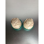 Vintage Tulip MCM Salt Pepper Shakers Green Light CreamPink Plastic Hollywood CA