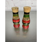 Vintage Wood Florida Salt & Pepper Shakers Round Stripe Design