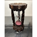 Vintage Sterner Carved Wood Pink Sand 15 Minute Hour Glass Sand Timer Spain