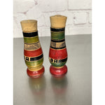 Vintage Wood Florida Salt & Pepper Shakers Round Stripe Design