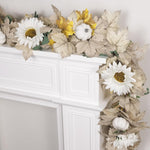 6FT Fall Garland With Artificial White Pumpkins, Berries, Sunflowers and Leaves