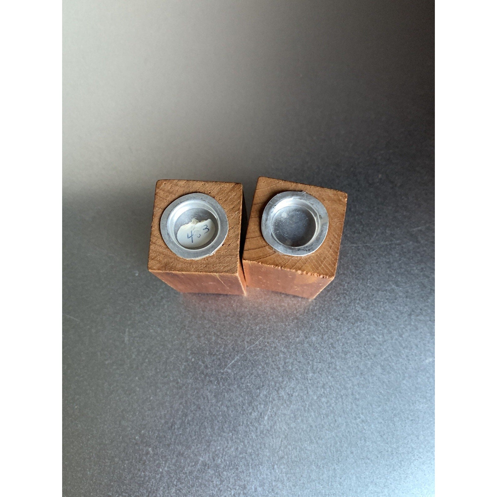 Vintage MCM Rectangular Wood Salt & Pepper Shakers Rustic
