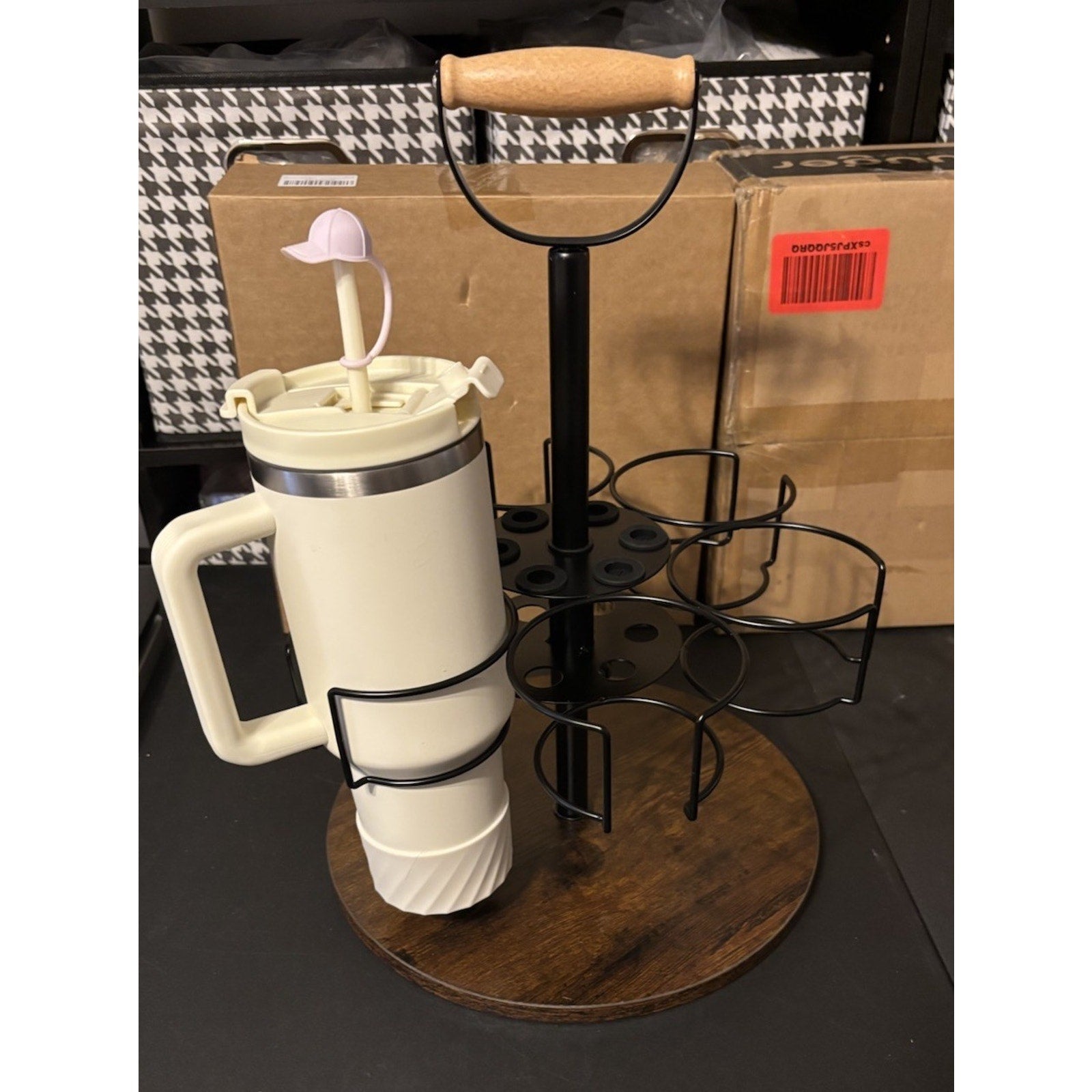 NEW Lazy Susan Organizer Tumbler Cup Holder w/Carry Handle 20/30/40 oz