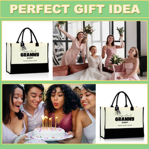 Granny's Canvas Tote Bags - Reusable Grocery, Beach Bags for Grandma