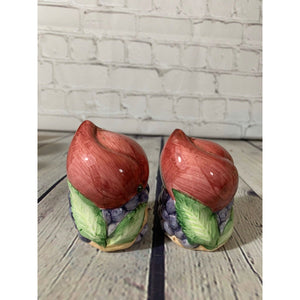 Vintage Glazed Ceramic Fruit Cluster Salt & Pepper Shakers -Japan