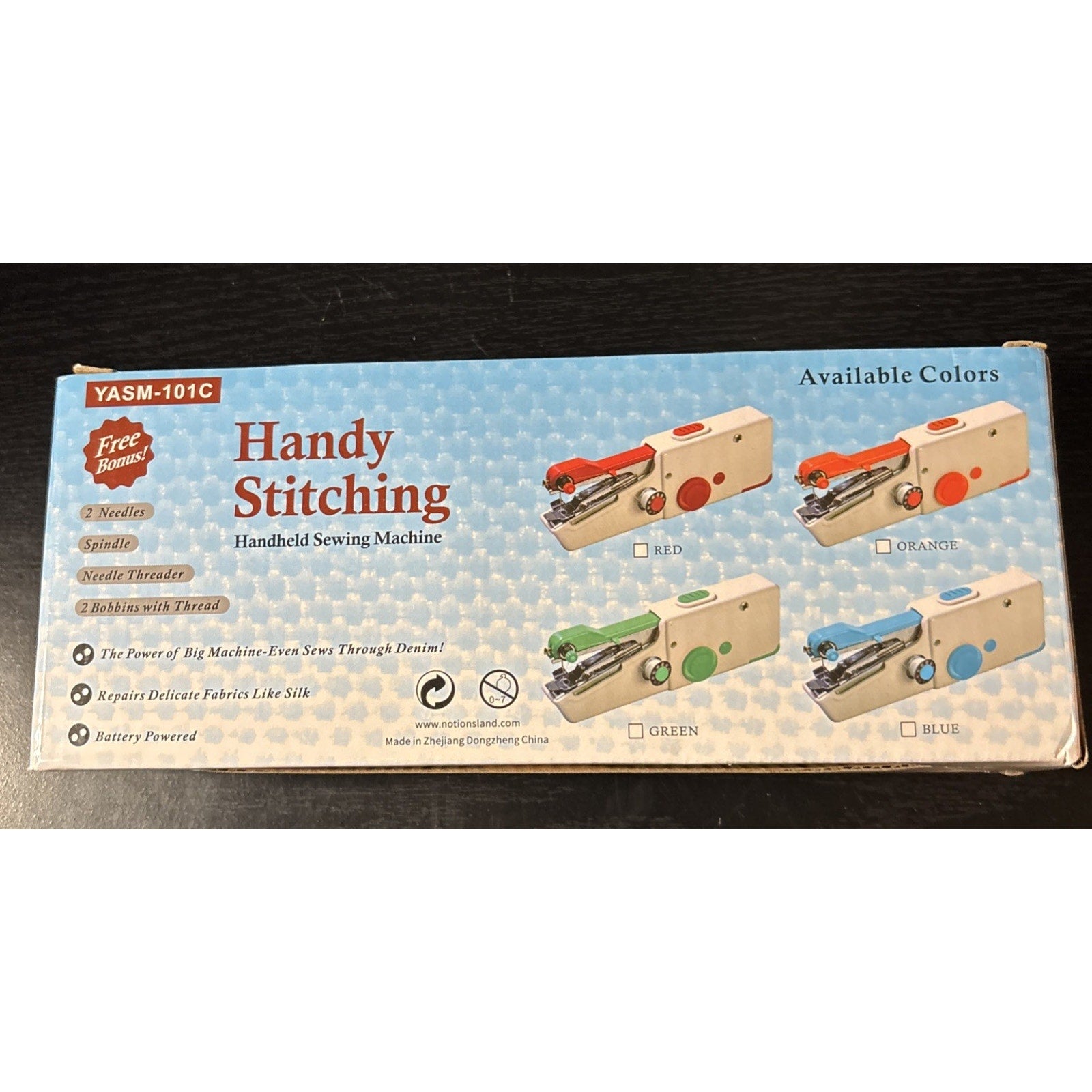Cordless Handheld Sewing Machine Handy Stitching Blue Portable Battery Operated