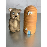 Vintage Ceramic Bear and Beehive Ceramic Salt & Pepper Shakers