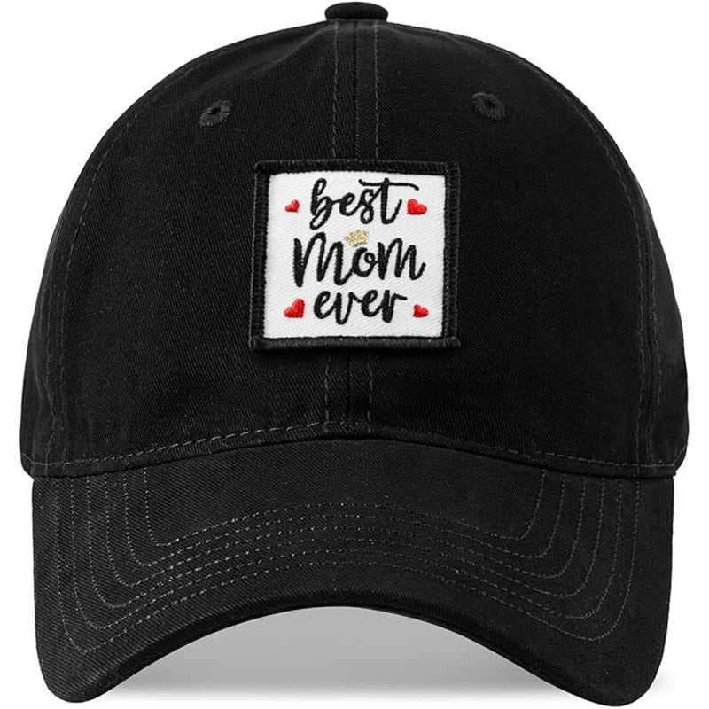 Mothers Day Birthday Gifts for Mom, Best Mom Ever Gifts Cotton Baseball Cap, Adjustable, Breathable Black