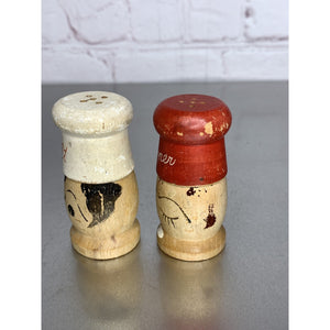 Vintage Wood Him/Her Mr. Mrs. Chef Salt & Pepper Shakers Miniatures 2 1/2”h