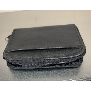 Vintage ID Wallet Change Pouch Credit Card Key Holder Black Zip Around NOS