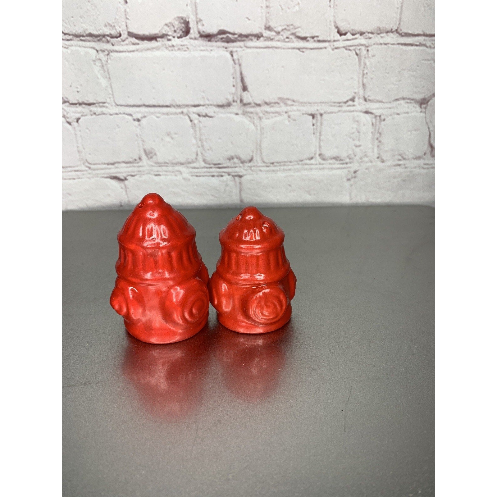 Vintage Red Fire Hydrant Salt & Pepper Shakers Ceramic