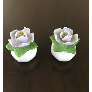 Vintage Fine Diammantine China Rose Salt & Pepper Shakers - Japan