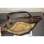 Vintage Nine West Canvas Brown/Beige Handbag Tote Bag Top Zipper