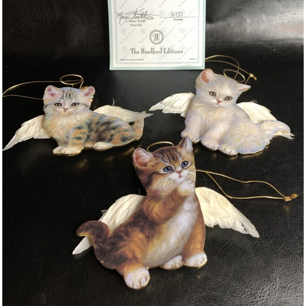 Bradford Editions Purr-fect Little Angels Ornaments (3) Tiger, Socks & Snowy