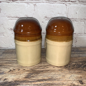 Vintage Ceramic Mug Style Salt & Pepper Shakers Brown/Tan