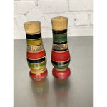Vintage Wood Florida Salt & Pepper Shakers Round Stripe Design