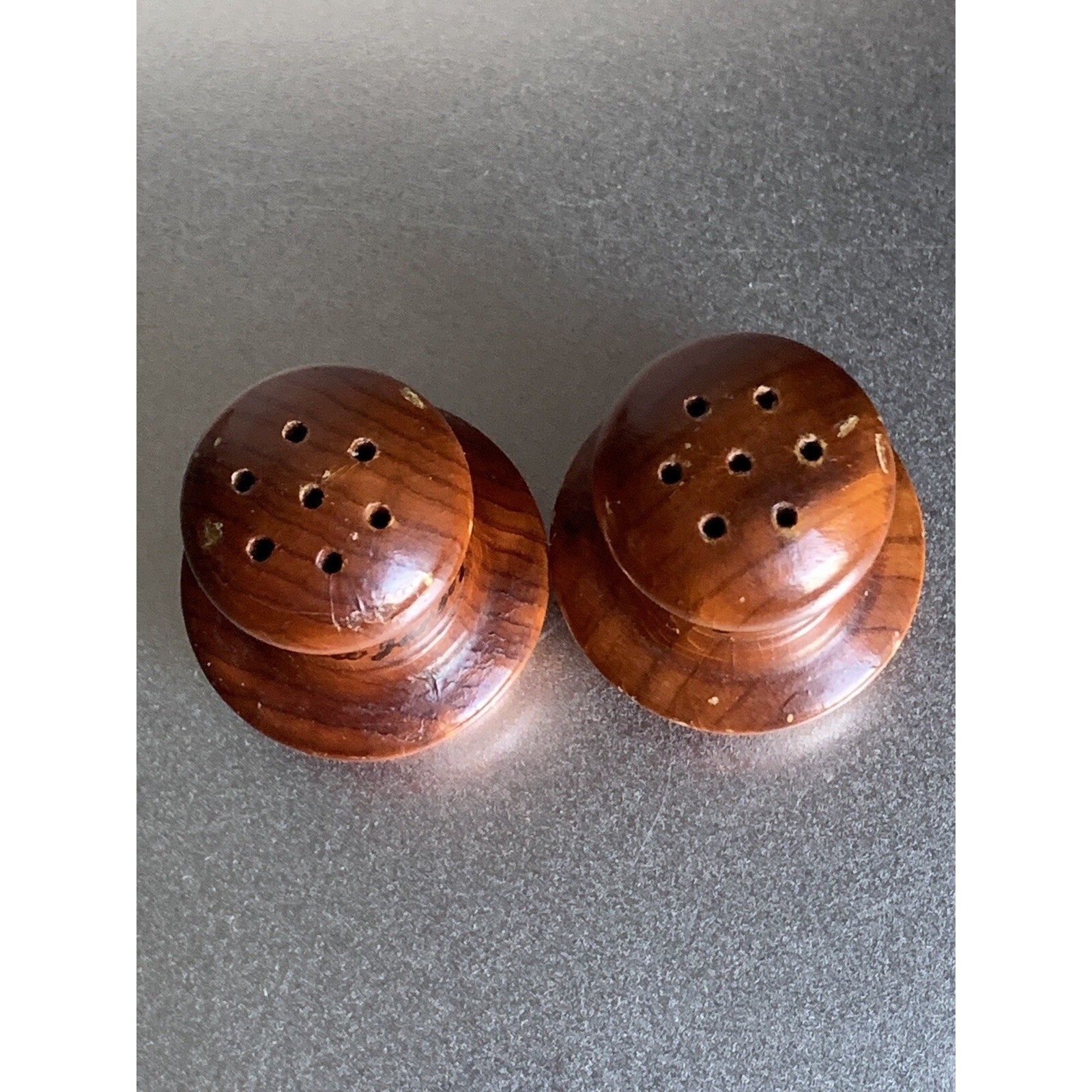 Vintage Wood Salt & Pepper Shakers Chess Pawns Lavallette New Jersey Souvenir