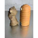 Vintage Ceramic Bear and Beehive Ceramic Salt & Pepper Shakers